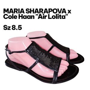 MARIA SHARAPOVA By COLE HAAN Sz 8.5 Air Lolita Metal Mesh Gladiator Blk Sandals